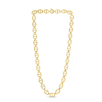 14K Yellow Gold 8.8mm Mariner Link 18 Necklace with Spring Ring Clasp